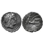 Q. ANTONIUS BALBUS AR. DENARIUS SERRATUS