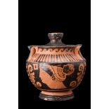 GREEK SOUTH ITALIAN RED-FIGURE STAMNOS WITH LID