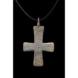 BYZANTINE BRONZE CROSS PENDANT WITH FIVE WOUNDS OF CHRIST