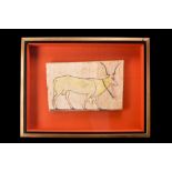 EGYPTIAN WOODEN PANEL WITH SACRED COW HESAT