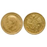 NICHOLAS II 90% GOLD TEN ROUBLES