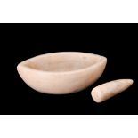 EGYPTIAN MARBLE MORTAR AND PESTLE