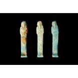 COLLECTION OF THREE EGYPTIAN FAIENCE USHABTIS