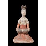 CHINESE TANG DYNASTY TERRACOTTA FEMALE MUSICIAN - TL TESTED