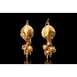 MATCHED PAIR OF ROMAN GOLD FILIGREE EARRINGS