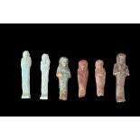 EGYPTIAN GROUP OF SIX USHABTIS