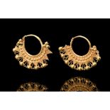 MATCHED PAIR OF GREEK HELLENISTIC GOLD EARRINGS