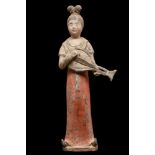 CHINESE TANG DYNASTY TERRACOTTA FEMALE MUSICIAN - TL TESTED