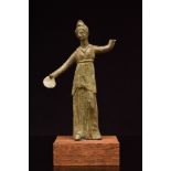 ETRUSCAN BRONZE STATUETTE OF A GODDESS