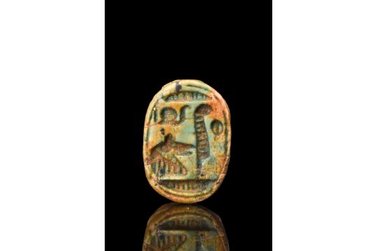 EGYPTIAN GLAZED STEATITE SCARAB - Image 1 of 5