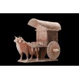 CHINESE NORTHERN WEI DYNASTY TERRACOTTA MODEL OF A BULLOCK AND CART - TL TESTED