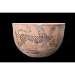 INDUS VALLEY TERRACOTTA BOWL WITH GRIFFIN AND BIRD