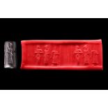 OLD BABYLONIAN BLACK STONE CYLINDER SEAL