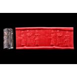 OLD BABYLONIAN HEMATITE CYLINDER SEAL