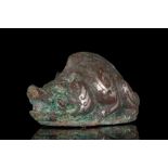 CHINESE WARRING STATES BRONZE INLAID BOAR FIGURE