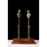 TWO ROMAN BRONZE AND IRON FITTINGS EX. CHRISTIE'S