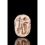 EGYPTIAN STEATITE SCARAB INSCRIBED