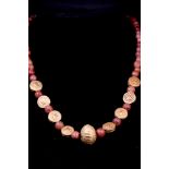 ANCIENT CARNELIAN, AGATE, AND GOLD NECKLACE