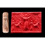 CENTRAL ASIAN BUFF STONE CYLINDER SEAL