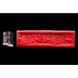 OLD BABYLONIAN BLACK STONE CYLINDER SEAL