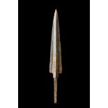 ANCIENT BRONZE SPEARHEAD