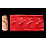 PROTO-ELAMITE BUFF STONE CYLINDER SEAL