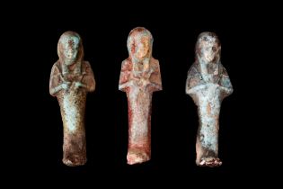 COLLECTION OF THREE EGYPTIAN FAIENCE USHABTIS