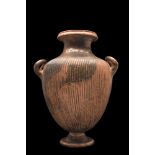 GREEK BLACK-GLAZE RIBBED HYDRIA