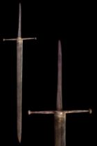 LATE MEDIEVAL SWORD WITH LONG THIN, ‘TOMMY BAR’ TYPE CROSS GUARD