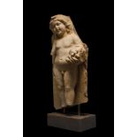 LARGE ROMAN MARBLE FIGURE OF CUPID HOLDING GRAPES- EX R.SORGE COLLECTION