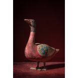 CHINESE HAN DYNASTY POLYCHROME DUCK - TL TESTED