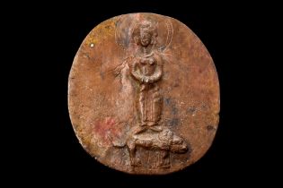 RARE LARGE ROMAN BRONZE PLAQUE WITH CIBELE ON LION