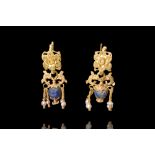 HELLENISTIC GOLD PAIR OF FILIGREE EARRINGS WITH DOLPHINS