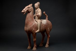 CHINESE HAN DYNASTY TERRACOTTA EQUESTRIAN FIGURE - TL TESTED