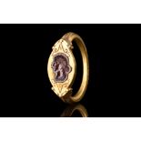 RARE ROMAN GOLD RING WITH GARNET INTAGLIO WITH FAUSTINA JUNIOR