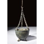 BYZANTINE BRONZE HANGING INCENSE THURIBLE