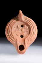 ROMAN TERRACOTTA OIL LAMP WITH HIPPOCAMP