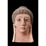 EGYPTIAN POLYCHROME MASK WITH GLASS EYES