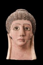 EGYPTIAN POLYCHROME MASK WITH GLASS EYES