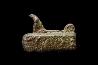 EGYPTIAN BRONZE COFFIN (VOTIVE BOX) WITH COBRA