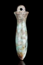 EGYPTIAN FAIENCE PAPYRUS SCEPTRE AMULET (WADJ SCEPTRE)