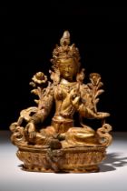 TIBETAN GILT BRONZE FIGURE OF ARYA TARA