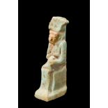 EGYPTIAN FAIENCE AMULET OF ISIS AND HORUS