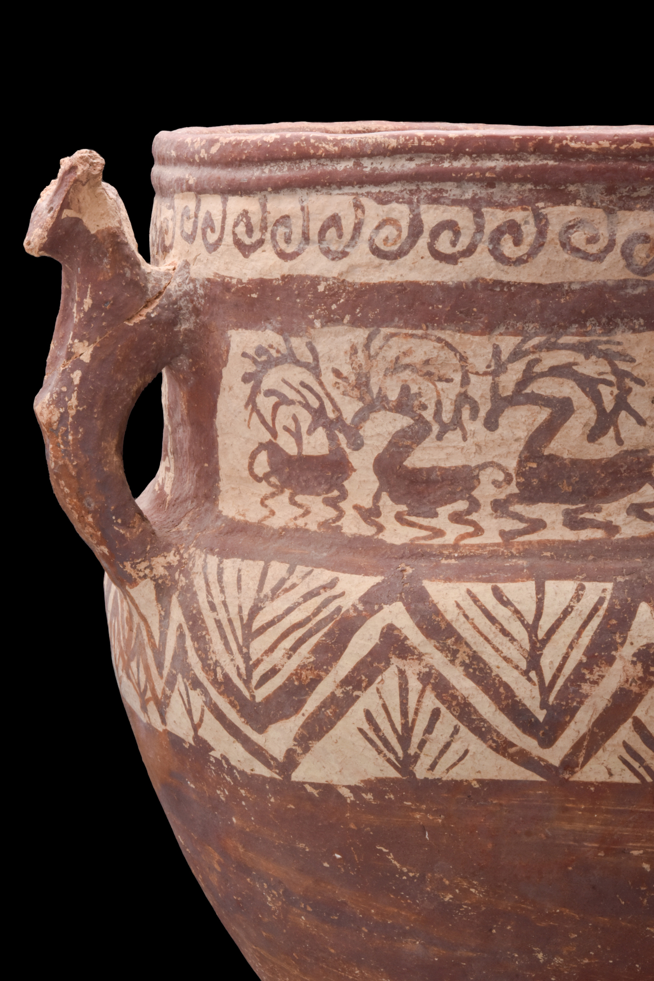 ANCIENT PERSIAN TERRACOTTA VESSEL WITH RAM HANDLES - TL TESTED - Image 6 of 8