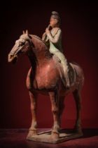 CHINESE TANG DYNASTY TERRACOTTA RIDER ON HORSE - TL TESTED