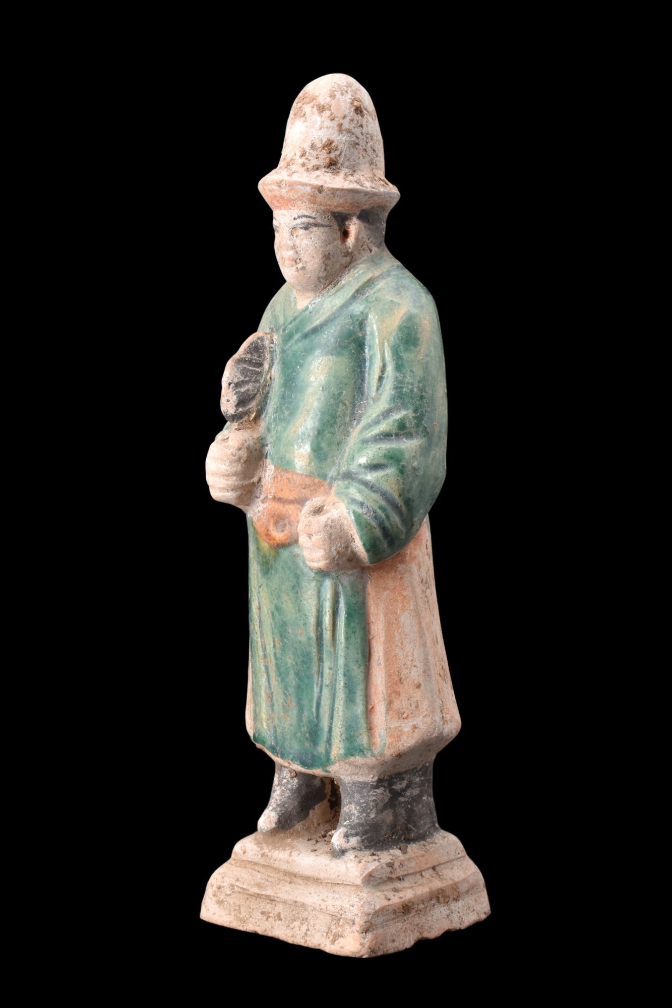 CHINESE MING DYNASTY GLAZED TERRACOTTA ATTENDANT - Image 3 of 6