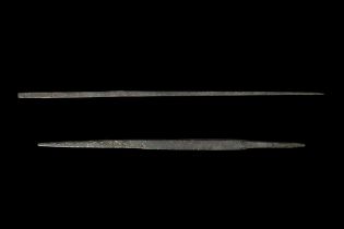 PAIR OF ANCIENT BRONZE SPEARHEADS