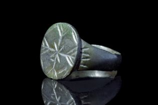 MEDIEVAL BRONZE RING WITH CROSS