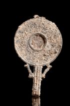 ROMAN LEAD VOTIVE MIRROR WITH DECORATION