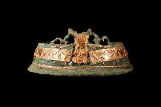 RARE PTOLEMAIC DIADEM FROM HELMET WITH BES AND FELINES